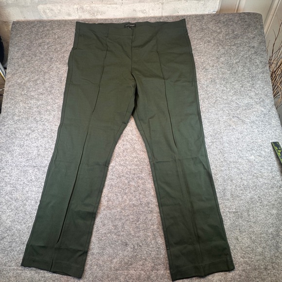 Banana Republic Womens XXL Ponte Pants Forest Green Pintuck Pull On Trousers NEW - Picture 5 of 8
